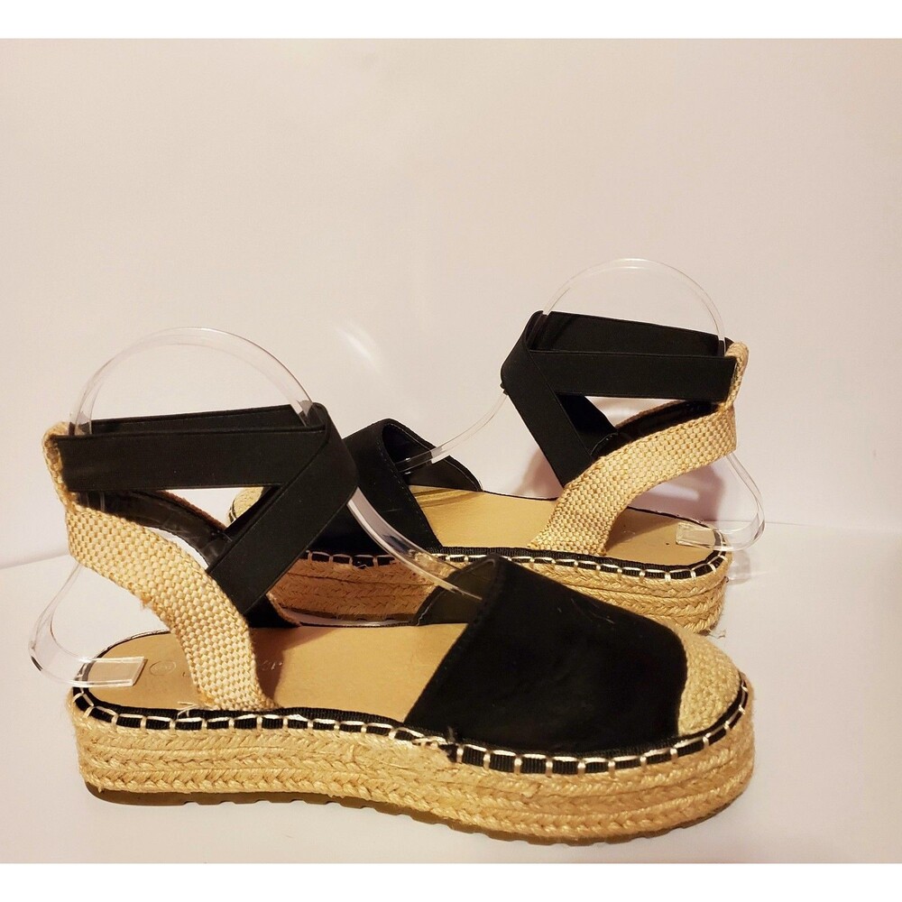 Forever Woven Jute Closed Toe Platform Sandals Size 6 Bohemian Coastal Chic